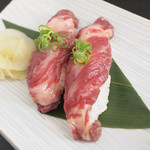 Horse sashimi marbled nigiri