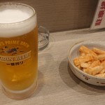 鶏あえず - 生ビールと山芋キムチ