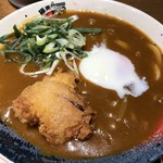 極楽うどん TKU - 鶏天温玉カスカレーうどんアップです