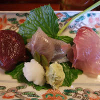 比良山荘 - お造り～鹿肉、岩魚、鯉