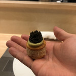 銀座 大石 - 毛ガニとチーズのグジェール。