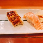 さかなやのmaru寿司 - 煮アナゴ、サーモン