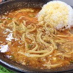 竹三郎 - あらかた食べたらライスの残りを汁にダイブ