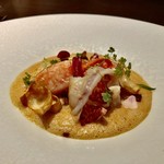 sincere - オマールブルーのローストのブランデー仕上げ オマールのエキスとアメリケーヌソースのカプチーノ仕立て