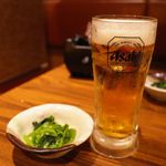 かまどか - 生ビール（88円＋税）とお通し（350円＋税）