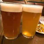 Public house & Charcoal The Romp - 米沢ジャックスブルワリー(左)
                      やくらいビール(右)
                      どちらもpint