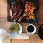 ステーキ炭 - イベリコ豚 ハラミ&ロース合盛り定食