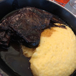 Benoit Alain Ducasse - メイン、鴨肉、右側はトウモロコシのふわふわ