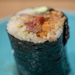 うを徳 - 2019.10 年忘れの恵方巻き（アンキモ、炙りトロ、サンマ、アンキモ、黒枝豆）