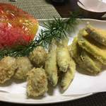 かたつむり - 天ぷら盛り合わせ(里芋団子、稚鮎、白茄子)