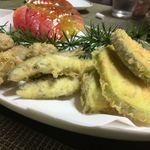 かたつむり - 天ぷら盛り合わせ(里芋団子、稚鮎、白茄子)