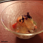 御料理 寺沢 - 毛蟹の脚肉の柑橘ｼﾞｭﾚ掛け