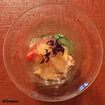 御料理 寺沢 - 毛蟹の脚肉の柑橘ｼﾞｭﾚ掛け