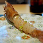 割烹 傳承ゑ美寿 - ぼたん海老　青柚をあしらって