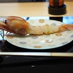 割烹 傳承ゑ美寿 - こんな大きなぼたん海老初めて。お皿からはみ出る〜