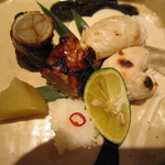 くろぎ - 江戸前穴子八幡巻き、河豚の白子（2012/2）