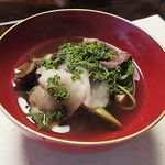 比良山荘 - ひーっ！(>.<)　あ、でも。。脂が上品。結構イケたりして。f(^.^)