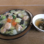 中華屋台 加匠 - 海老あんかけ焼きそばとスープ　【　２０１２年２月　】