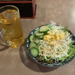 個室創作居酒屋スター - アイスレモンティーとサラダ