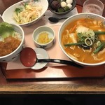 Tenobeudommuginosato - チゲちゃんぽんうどんソースカツ丼セット