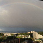 カランドリエ - 台風明けの早朝にみた虹。いいことあるかな。前日に予約がとれたことかな。ありがとうございました