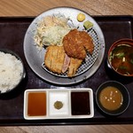 Gyuu Katsu Kyouto Katsu Gyuu - 牛リブロースカツとメンチカツの相盛り膳