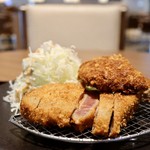 Gyuu Katsu Kyouto Katsu Gyuu - 牛リブロースカツとメンチカツの相盛り膳