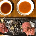 たまには焼肉 - 新鮮和牛刺し盛り