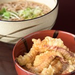 焼鳥と蕎麦 源治 - かけそば_ミニゲソ丼S