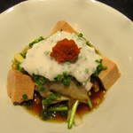 澤いち - 河豚刺しブツとあん肝白子のソース和え