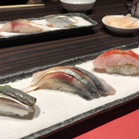 鮨 やまけん 銀座店 - ⑭こはだ寿司＆⑮生サバ寿司＆＆⑮金目鯛の低温調理寿司