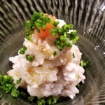 鮨匠 のむら - (13)真鱈の白子とシャリの炙りリゾット
      白子とシャリの両方を炙っており、白子のコクのある旨みに加熱されたシャリを混ぜるとまさにリゾットで、冬を感じさせる一品です♪