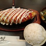 Okonomiyaki Yuu - （ランチ）オムソバ、ご飯付きで