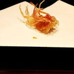 天ぷら たけうち - 長崎産車海老頭、海老味噌の塩辛で