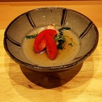 天ぷら たけうち - 糸島産水菜とトマトと南関揚げお浸し