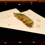 天ぷら たけうち - 糸島産オクラ