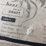 STONE BREWING - ビールメニュー（一部）。