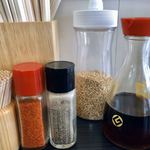 双喜紋 - 色々ありますが自分的には何も入れないのが1番好きですね！ラーメンダレ（かえし）だけは使いますけどね（醤油のビン）