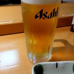 うまい鮨勘 - 生ビール(スーパードライ)580円