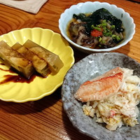 鮨処いちい - 穴子の煮こごり、なまこ酢、毛がに味噌和え