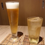 神戸牛と蟹料理 眞 - 生ビール＆酔神ROYALのハイボール