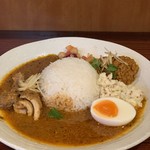 二種もり「とりのドライキーマカレー」「マスタードチキンカレー」（大 250g・無料）1,200円。