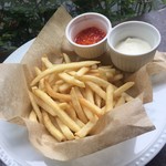 French fries with homemade sour cream onion and sweet chili sauce