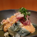 こころや - 蒸し茄子の胡麻だれがけアップ