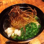 立呑み とだか - ゴボウ豆腐と牛もつの揚げ出し