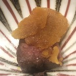 温石 - イチボに唐墨をのっけます