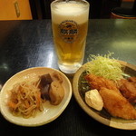 菊の和食堂 - ちょいのみセット（ビール＋２品）