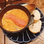 生ハムとイタメシ。86ストア - 明太子とすいとんのアヒージョ