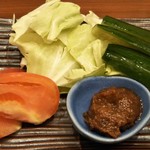 Umakaraagetoizakameshimiraizaka - 新鮮野菜の味噌生姜ディップ399円