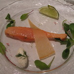 レペトワ - （'12/02 訪問）前菜・温かい自家製スモークサーモン ディルとライムのクリーム
